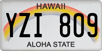 HI license plate YZI809