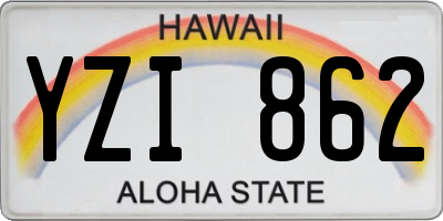 HI license plate YZI862