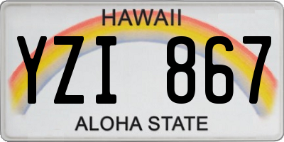 HI license plate YZI867