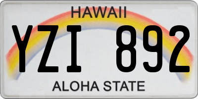 HI license plate YZI892