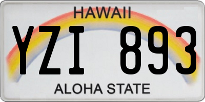 HI license plate YZI893