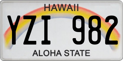 HI license plate YZI982