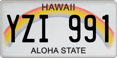 HI license plate YZI991