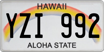 HI license plate YZI992
