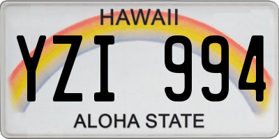 HI license plate YZI994