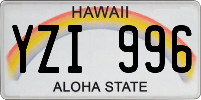 HI license plate YZI996
