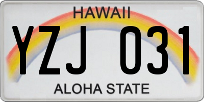 HI license plate YZJ031