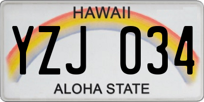 HI license plate YZJ034