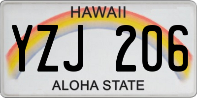 HI license plate YZJ206