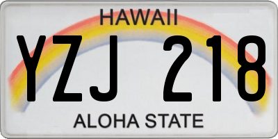 HI license plate YZJ218