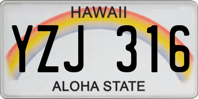 HI license plate YZJ316