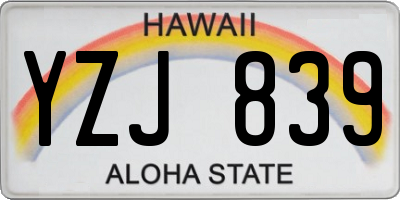 HI license plate YZJ839