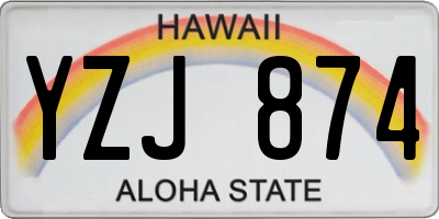 HI license plate YZJ874