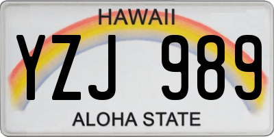 HI license plate YZJ989