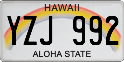 HI license plate YZJ992