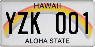 HI license plate YZK001