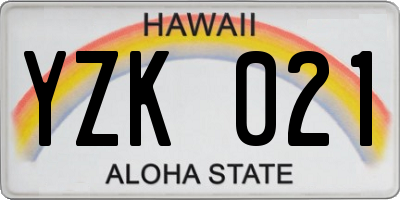 HI license plate YZK021
