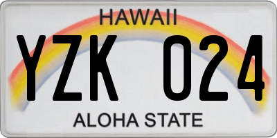 HI license plate YZK024