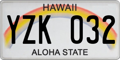 HI license plate YZK032