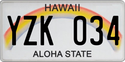 HI license plate YZK034
