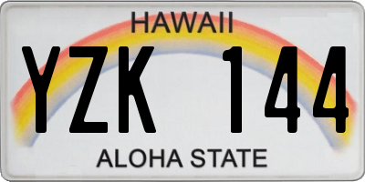 HI license plate YZK144