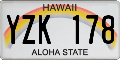 HI license plate YZK178