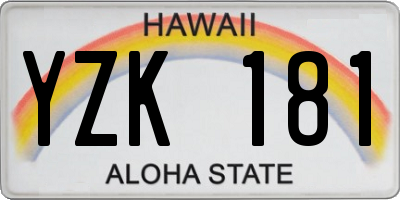 HI license plate YZK181