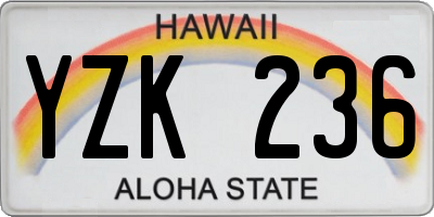HI license plate YZK236