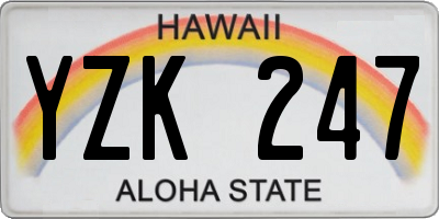 HI license plate YZK247