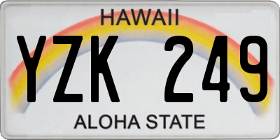 HI license plate YZK249