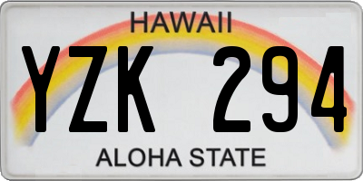 HI license plate YZK294