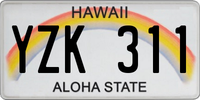 HI license plate YZK311