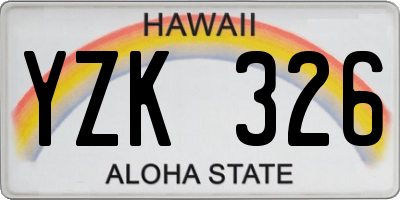 HI license plate YZK326