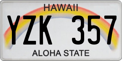 HI license plate YZK357