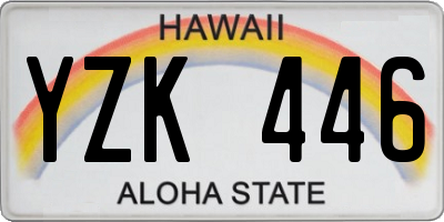 HI license plate YZK446