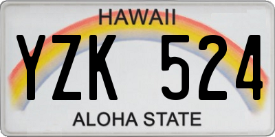 HI license plate YZK524