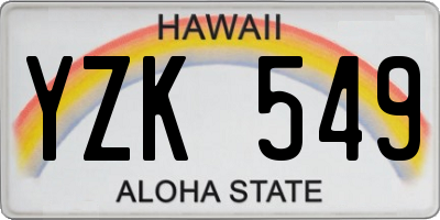 HI license plate YZK549