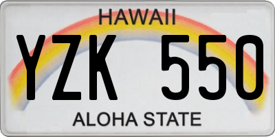 HI license plate YZK550