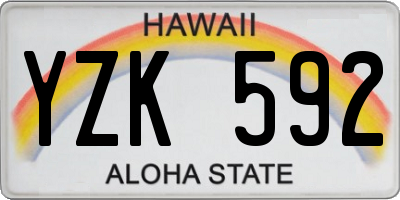 HI license plate YZK592