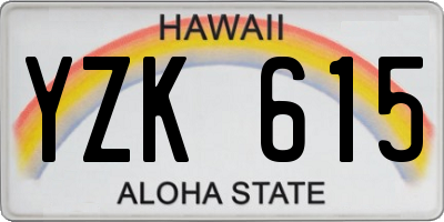 HI license plate YZK615