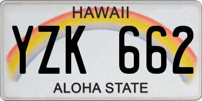 HI license plate YZK662