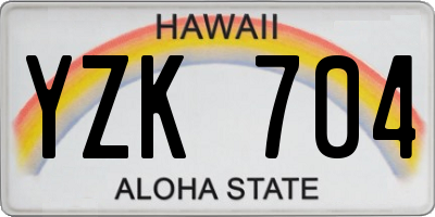 HI license plate YZK704