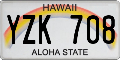 HI license plate YZK708