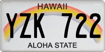 HI license plate YZK722