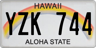 HI license plate YZK744