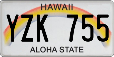 HI license plate YZK755