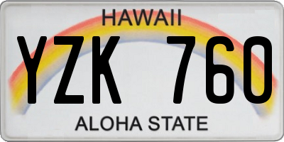 HI license plate YZK760