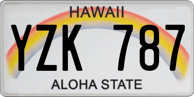 HI license plate YZK787