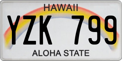 HI license plate YZK799