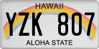 HI license plate YZK807